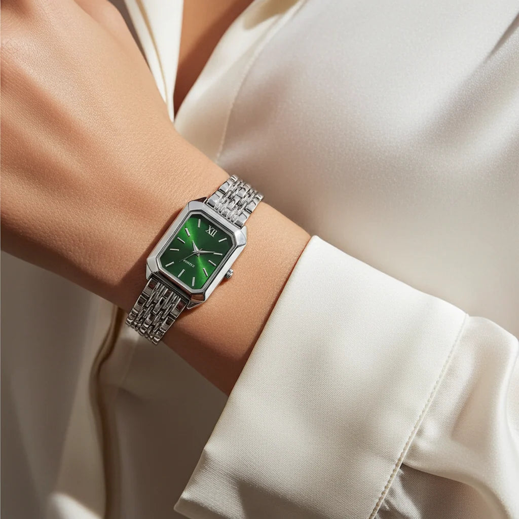 Montre pour Femme Quartz Argent Vert